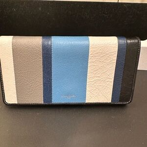 Balenciaga Paris Bazaar stripe snap closure wallet. NEW.